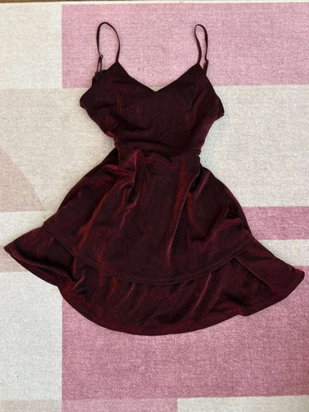 Gothic Shimmery Glittery Burgundy Hoco Prom Cocktail Dress